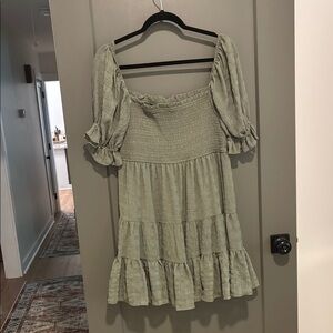 Altar'd State Asymmetrical Dress in Olive Green